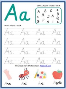 Read more about the article letter a worksheets preschool