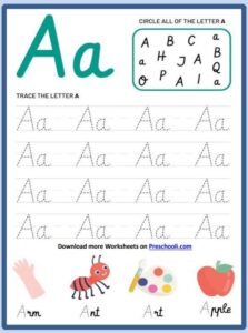 Read more about the article letter a worksheets preschool